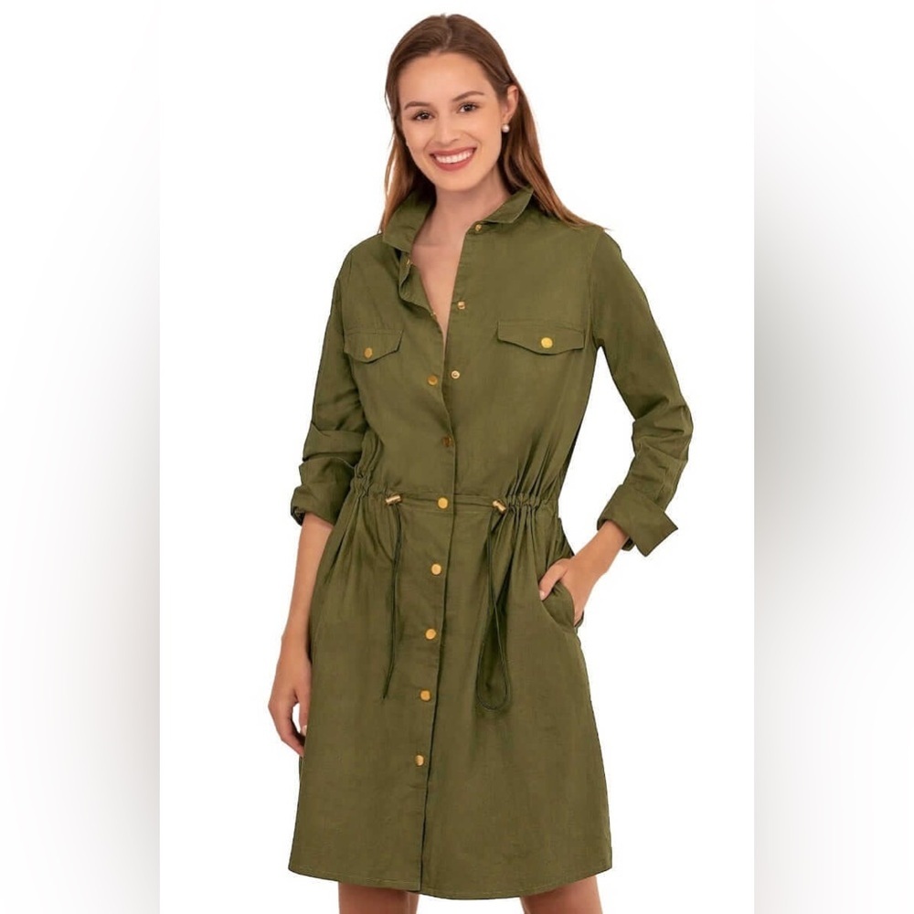 Gretchen Scott The Snappy Classic Olive Green Women's Dress Small
